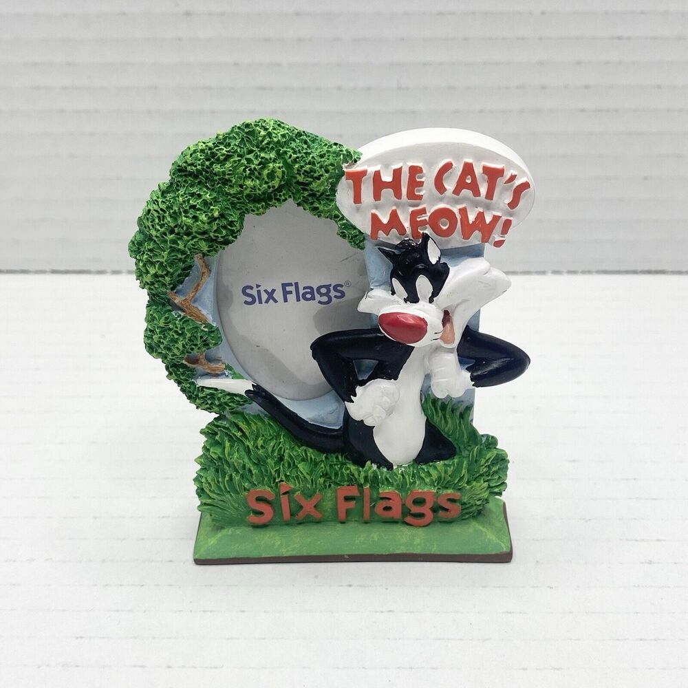 Vintage 1997 Six Flags Sylvester The Cat's Meow! Photo Frame 3.25" Looney Tunes